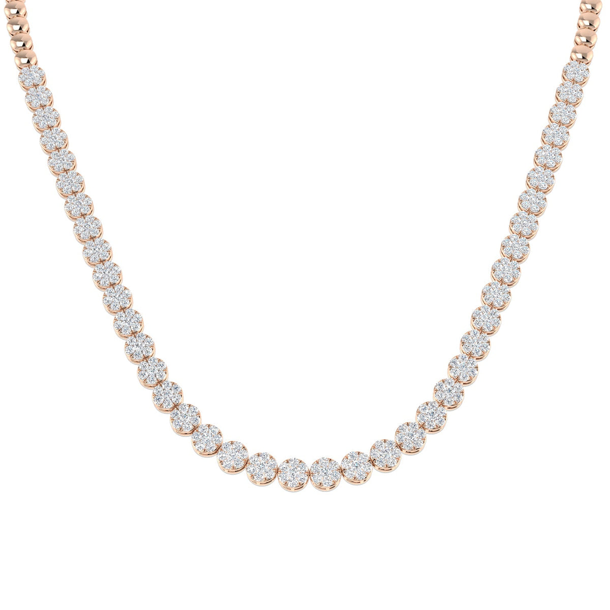 Cluster Diamond Necklace 5ct to 8ct Gold in 10K/14K gold and platinum with certified lab-grown or natural diamonds