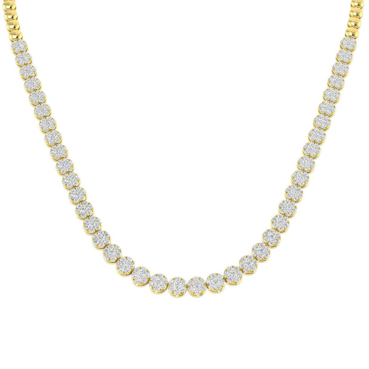 Cluster Diamond Necklace 5ct to 8ct Gold in 10K/14K gold and platinum with certified lab-grown or natural diamonds