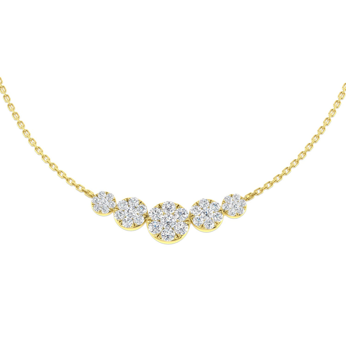 Cluster Diamond Necklace 0.75ct & and in 10K/14K gold and platinum with certified lab-grown or natural diamonds