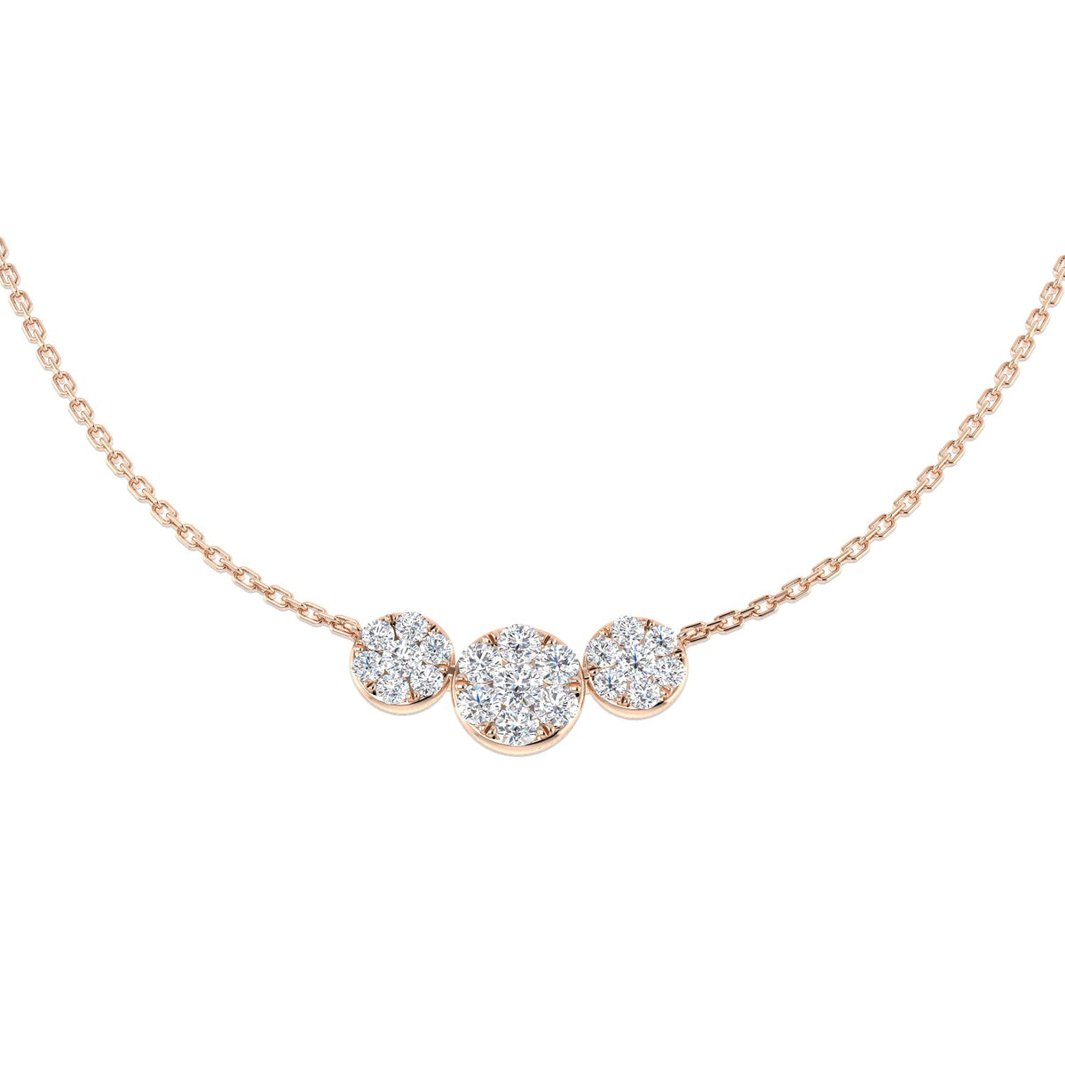 Cluster Diamond Necklace with Pave Setting Without Chain in 10K/14K gold and platinum with certified lab-grown or natural diamonds