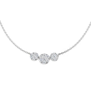 Cluster Diamond Necklace with Pave Setting Without Chain in 10K/14K gold and platinum with certified lab-grown or natural diamonds