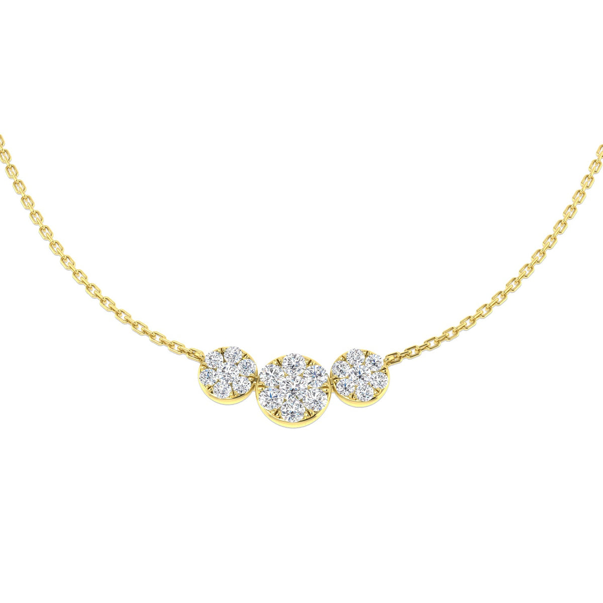 Cluster Diamond Necklace with Pave Setting Without Chain in 10K/14K gold and platinum with certified lab-grown or natural diamonds