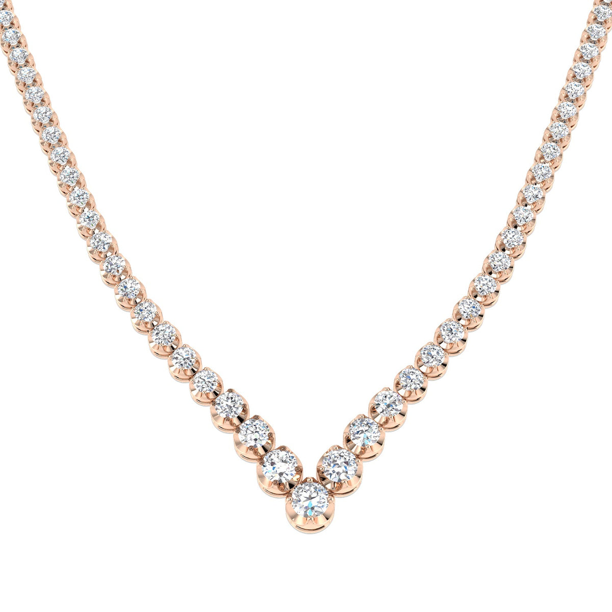 Diamond Tennis Necklace in Gold or in 10K/14K gold and platinum with certified lab-grown or natural diamonds