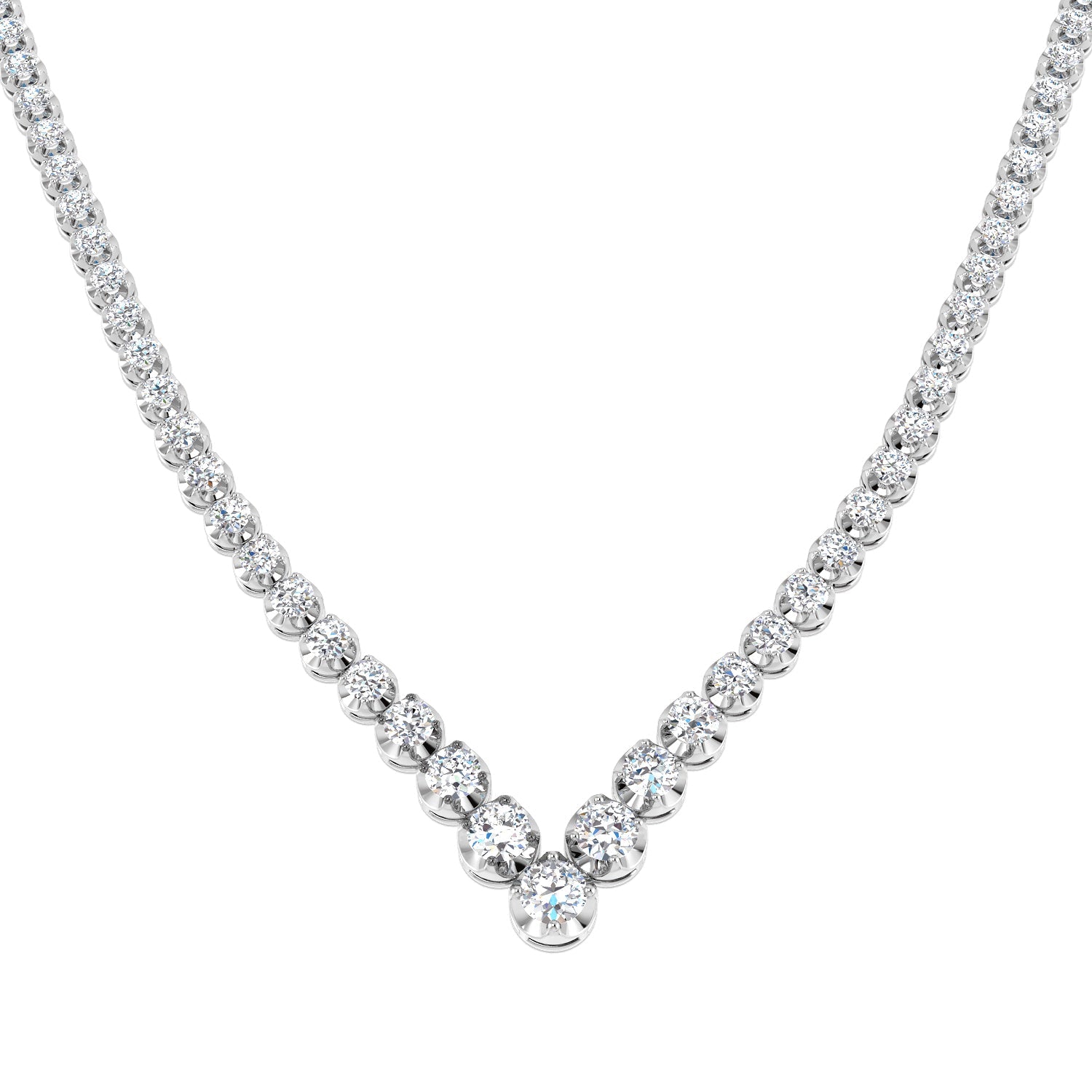 Diamond Tennis Necklace in Gold or in 10K/14K gold and platinum with certified lab-grown or natural diamonds