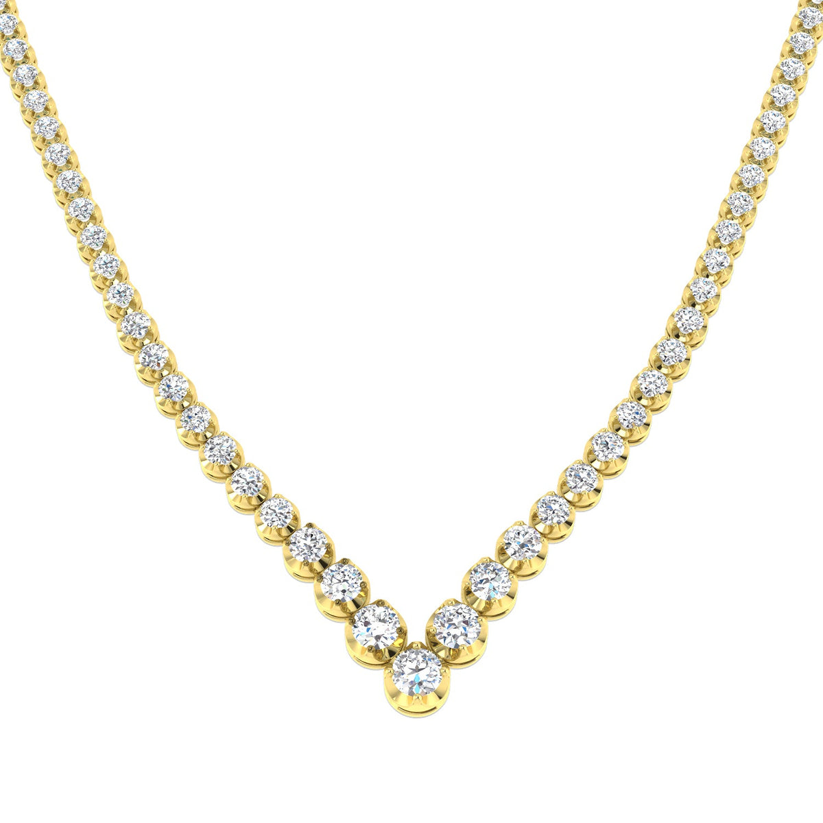 Diamond Tennis Necklace in Gold or in 10K/14K gold and platinum with certified lab-grown or natural diamonds