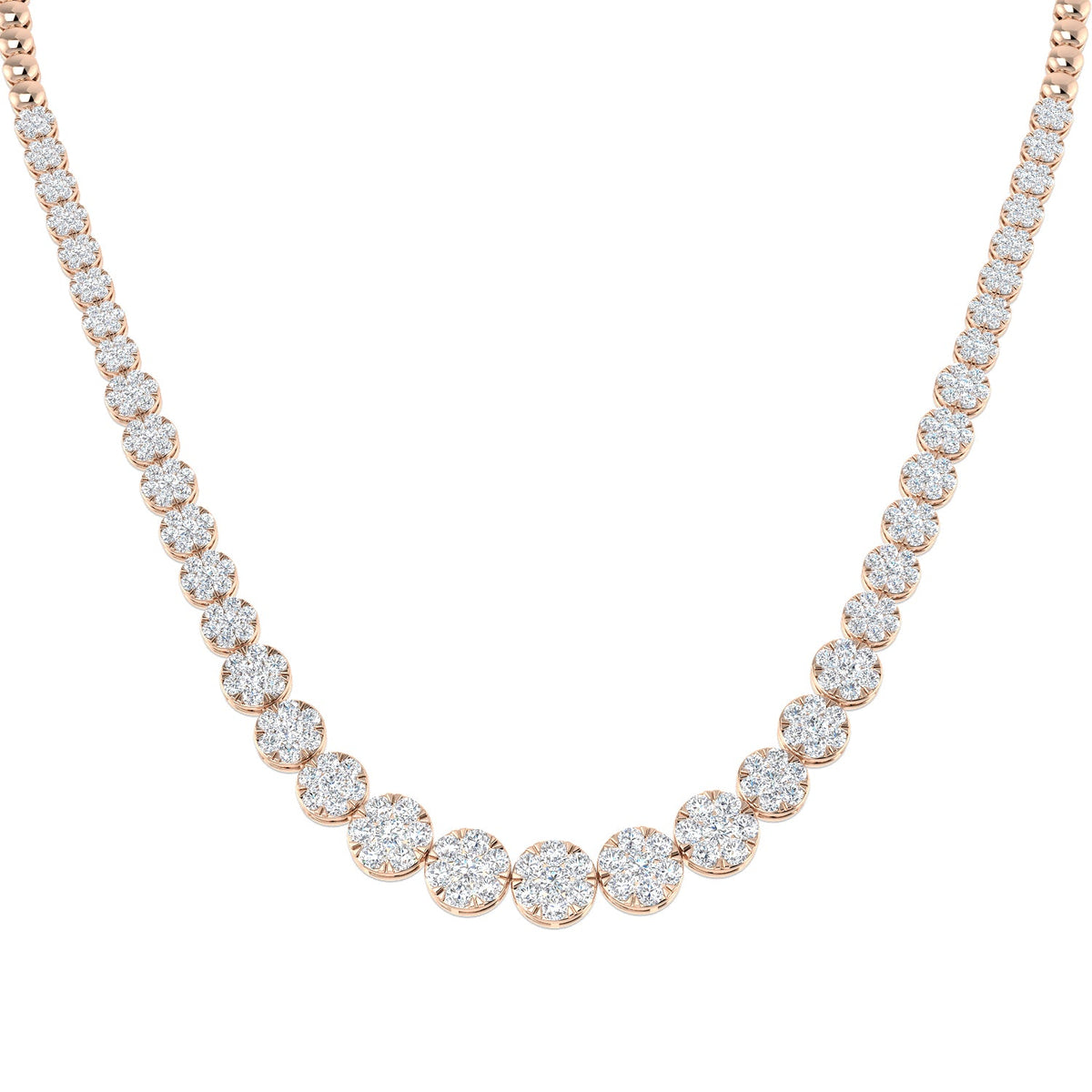 Cluster Diamond Necklace 5ct to 8ct Gold in 10K/14K gold and platinum with certified lab-grown or natural diamonds