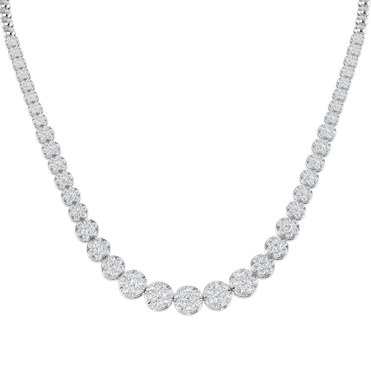 Cluster Diamond Necklace 5ct to 8ct Gold in 10K/14K gold and platinum with certified lab-grown or natural diamonds