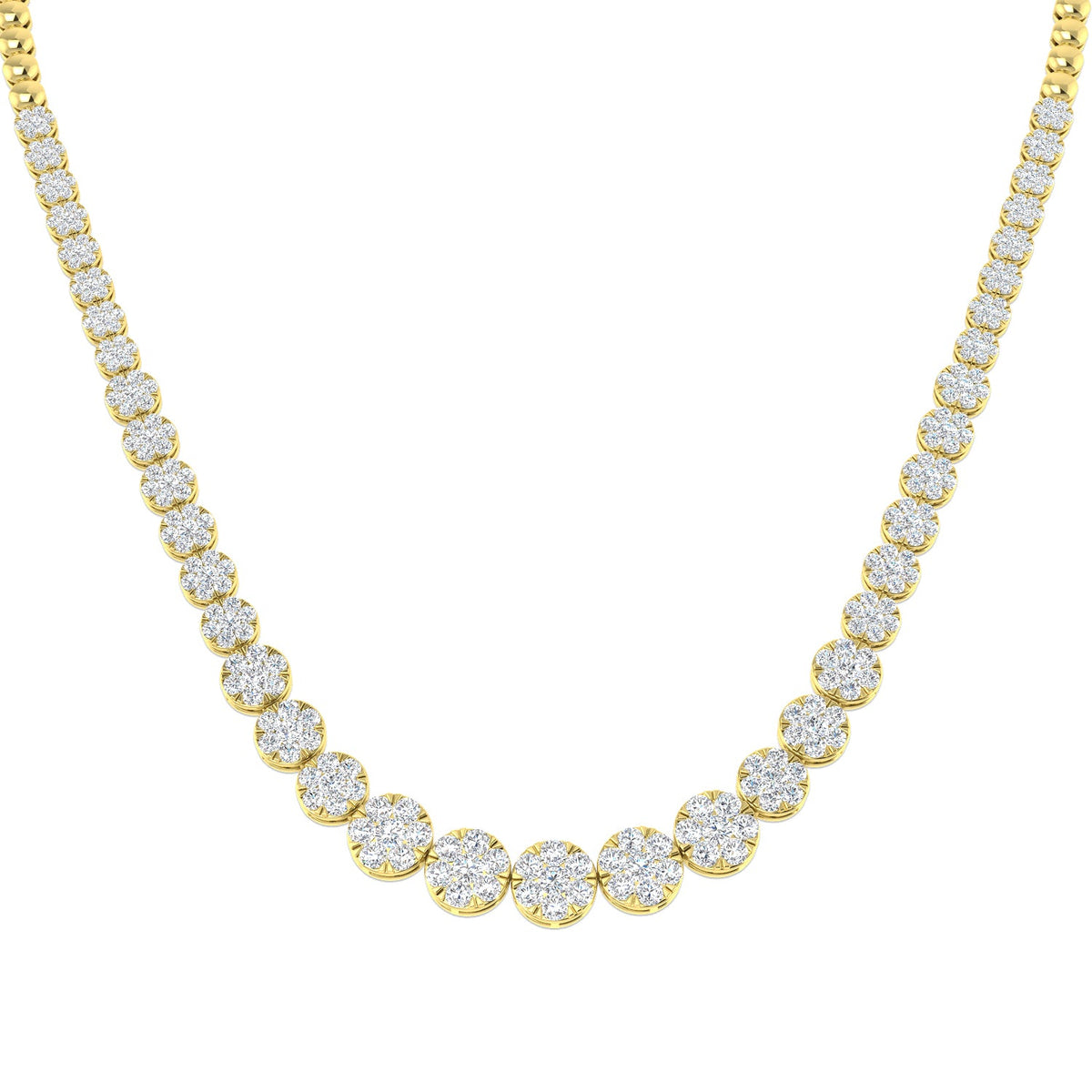 Cluster Diamond Necklace 5ct to 8ct Gold in 10K/14K gold and platinum with certified lab-grown or natural diamonds