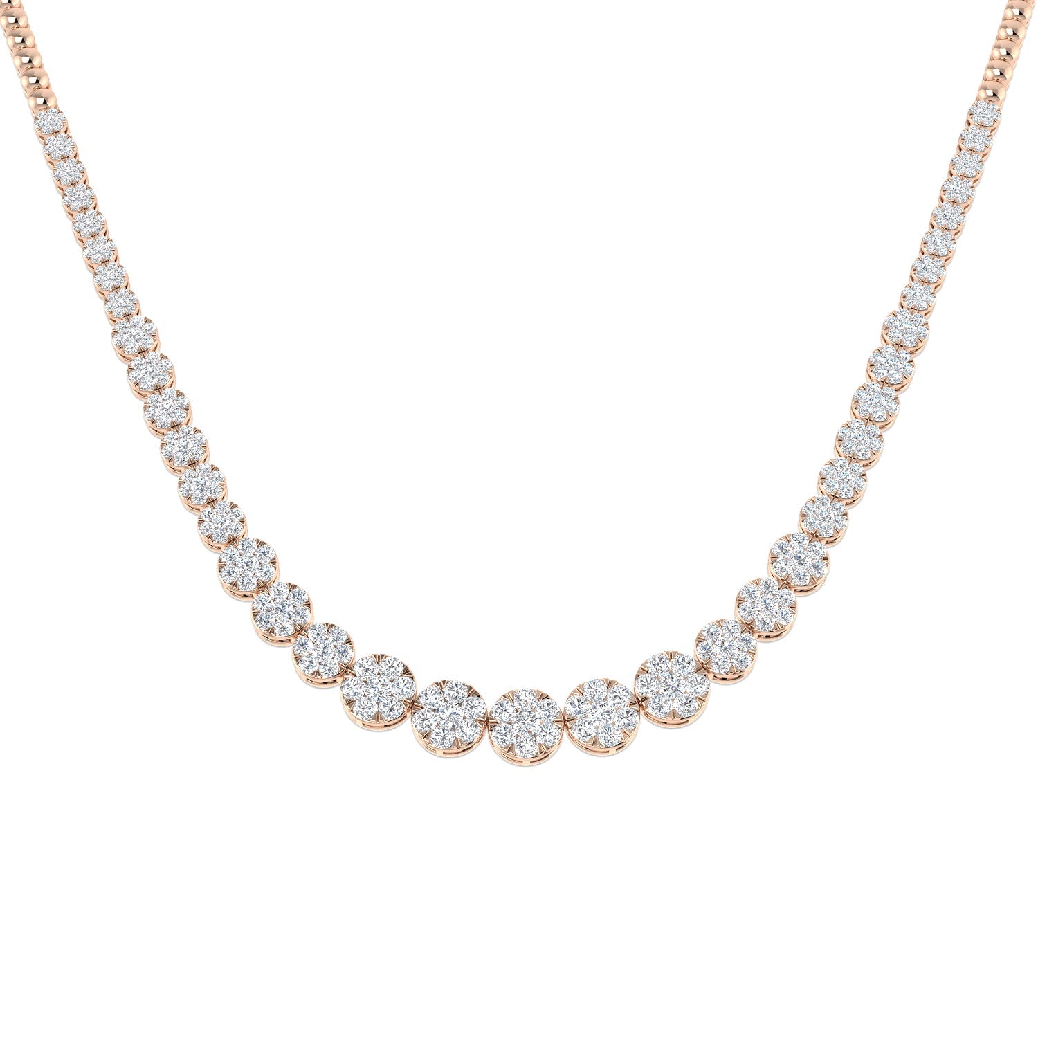 Cluster Diamond Necklace 5ct to 8ct Gold in 10K/14K gold and platinum with certified lab-grown or natural diamonds