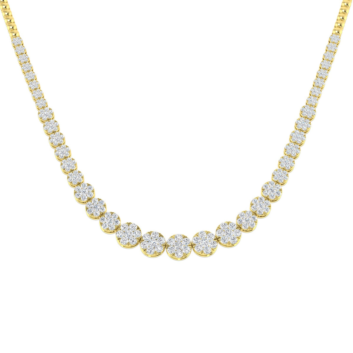 Cluster Diamond Necklace 5ct to 8ct Gold in 10K/14K gold and platinum with certified lab-grown or natural diamonds