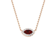 Marquise Ruby Diamond Necklace in Gold or in 10K/14K gold and platinum with certified lab-grown or natural diamonds
