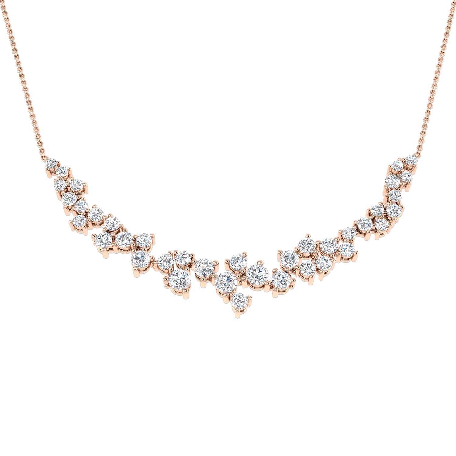 Fancy Diamond Necklace in Gold or in 10K/14K gold and platinum with certified lab-grown or natural diamonds
