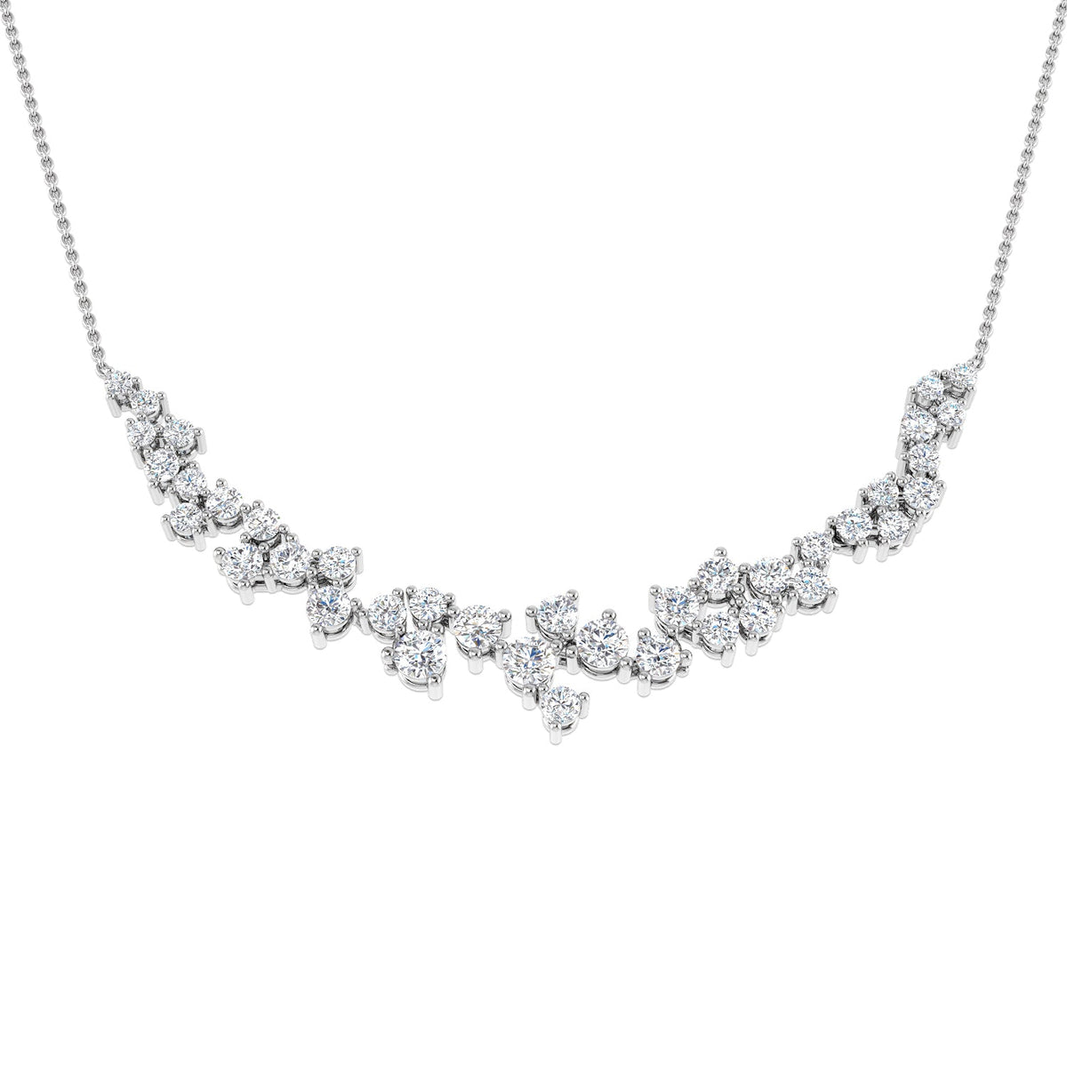 Fancy Diamond Necklace in Gold or in 10K/14K gold and platinum with certified lab-grown or natural diamonds