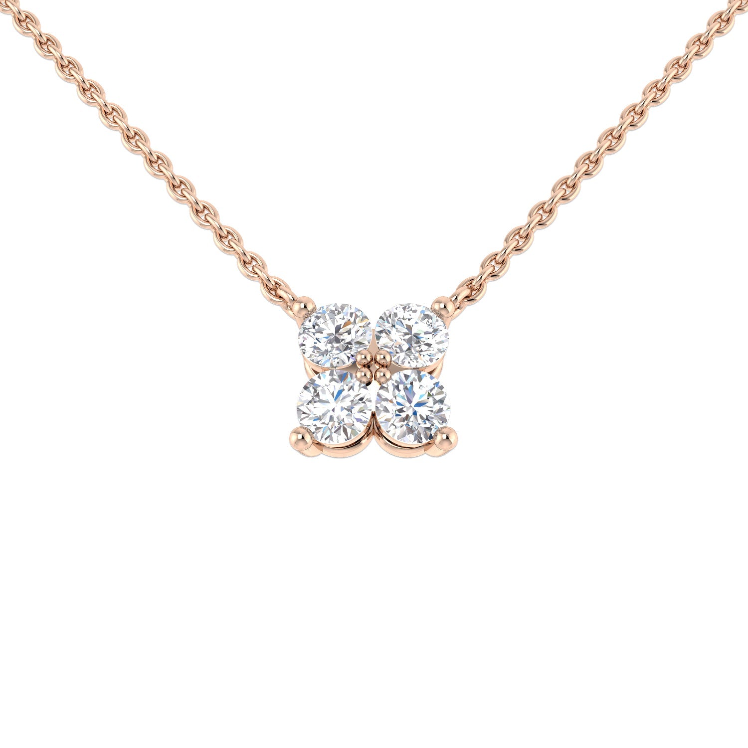 4-Diamond Cluster Pendant Necklace in 10K/14K gold and platinum with certified lab-grown or natural diamonds