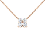 4-Diamond Cluster Pendant Necklace in 10K/14K gold and platinum with certified lab-grown or natural diamonds