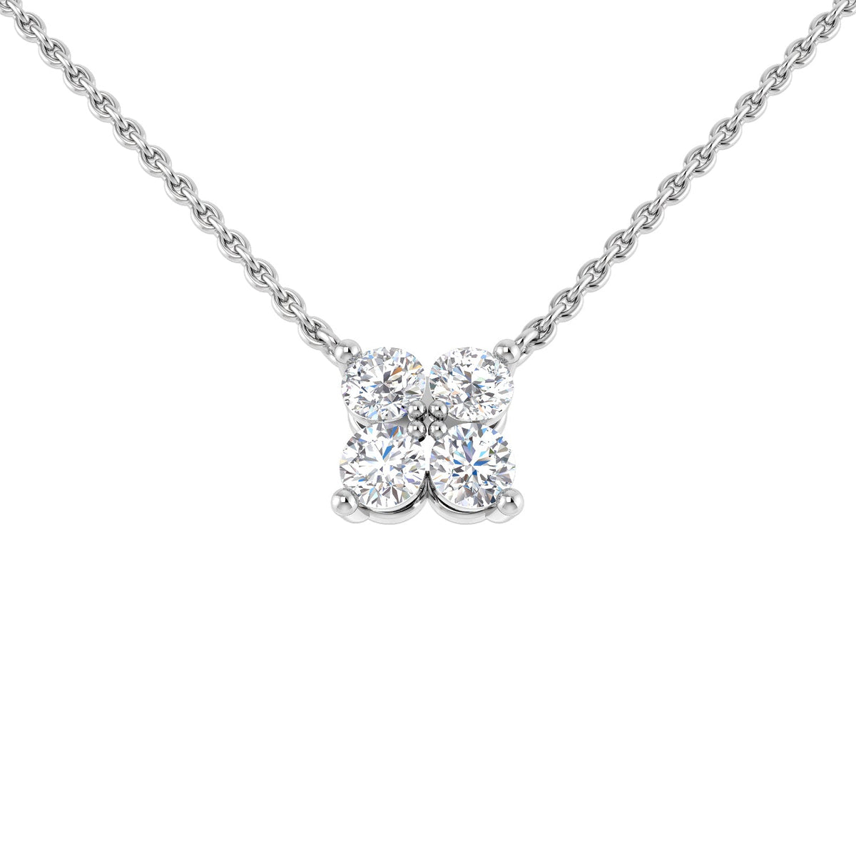 4-Diamond Cluster Pendant Necklace in 10K/14K gold and platinum with certified lab-grown or natural diamonds