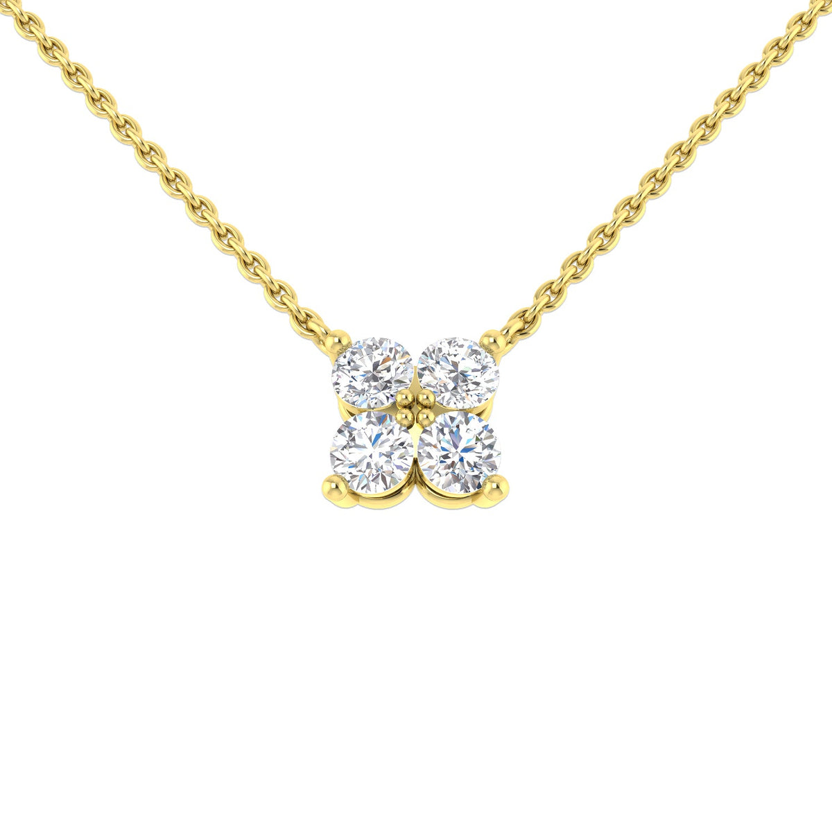 4-Diamond Cluster Pendant Necklace in 10K/14K gold and platinum with certified lab-grown or natural diamonds