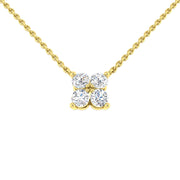 4-Diamond Cluster Pendant Necklace in 10K/14K gold and platinum with certified lab-grown or natural diamonds