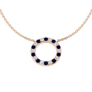 Blue Sapphire & Diamond Eternity Circle Pendant Necklace in in 10K/14K gold and platinum with certified lab-grown or natural diamonds