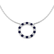Blue Sapphire & Diamond Eternity Circle Pendant Necklace in in 10K/14K gold and platinum with certified lab-grown or natural diamonds