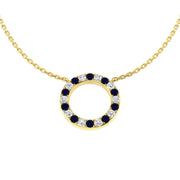 Blue Sapphire & Diamond Eternity Circle Pendant Necklace in in 10K/14K gold and platinum with certified lab-grown or natural diamonds