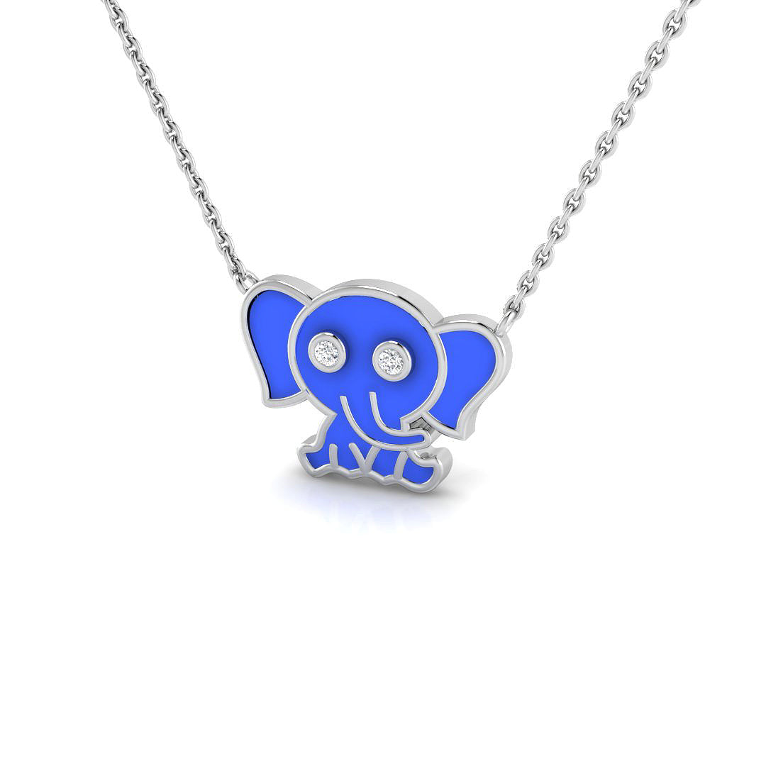 Diamond Elephant Pendant 0.15ct Gold & Platinum Necklace in 10K/14K gold and platinum with certified lab-grown or natural diamonds