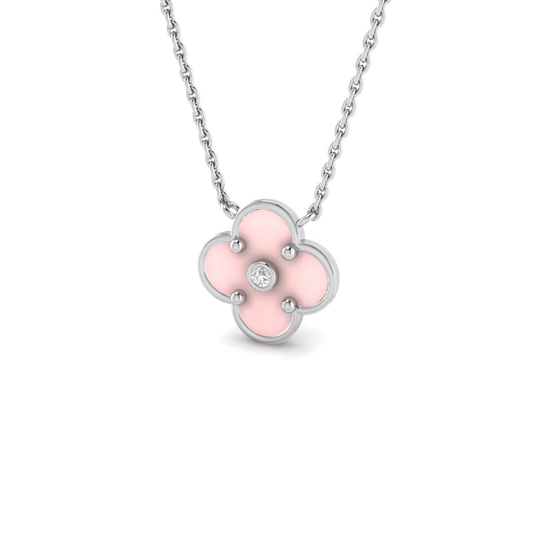Diamond Cluster Pendant 0.15ct Gold & Platinum Necklace in 10K/14K gold and platinum with certified lab-grown or natural diamonds