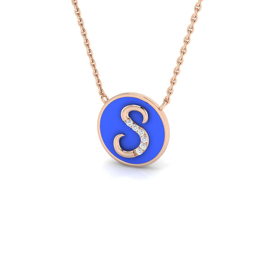 Diamond Letter Pendant 0.15ct Gold & Platinum Necklace in 10K/14K gold and platinum with certified lab-grown or natural diamonds