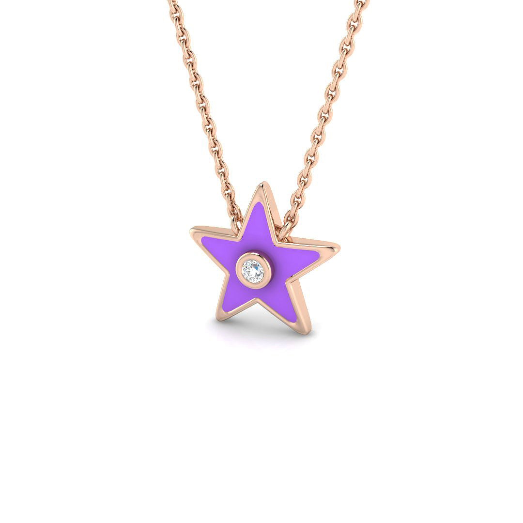 Diamond Star Pendant 0.1ct Gold & Platinum Necklace in 10K/14K gold and platinum with certified lab-grown or natural diamonds
