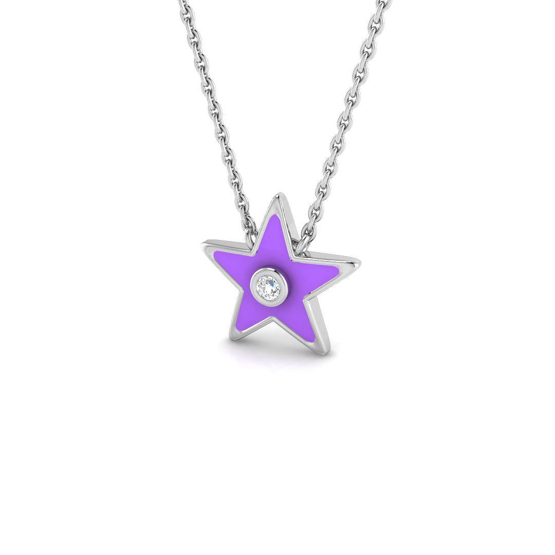 Diamond Star Pendant 0.1ct Gold & Platinum Necklace in 10K/14K gold and platinum with certified lab-grown or natural diamonds
