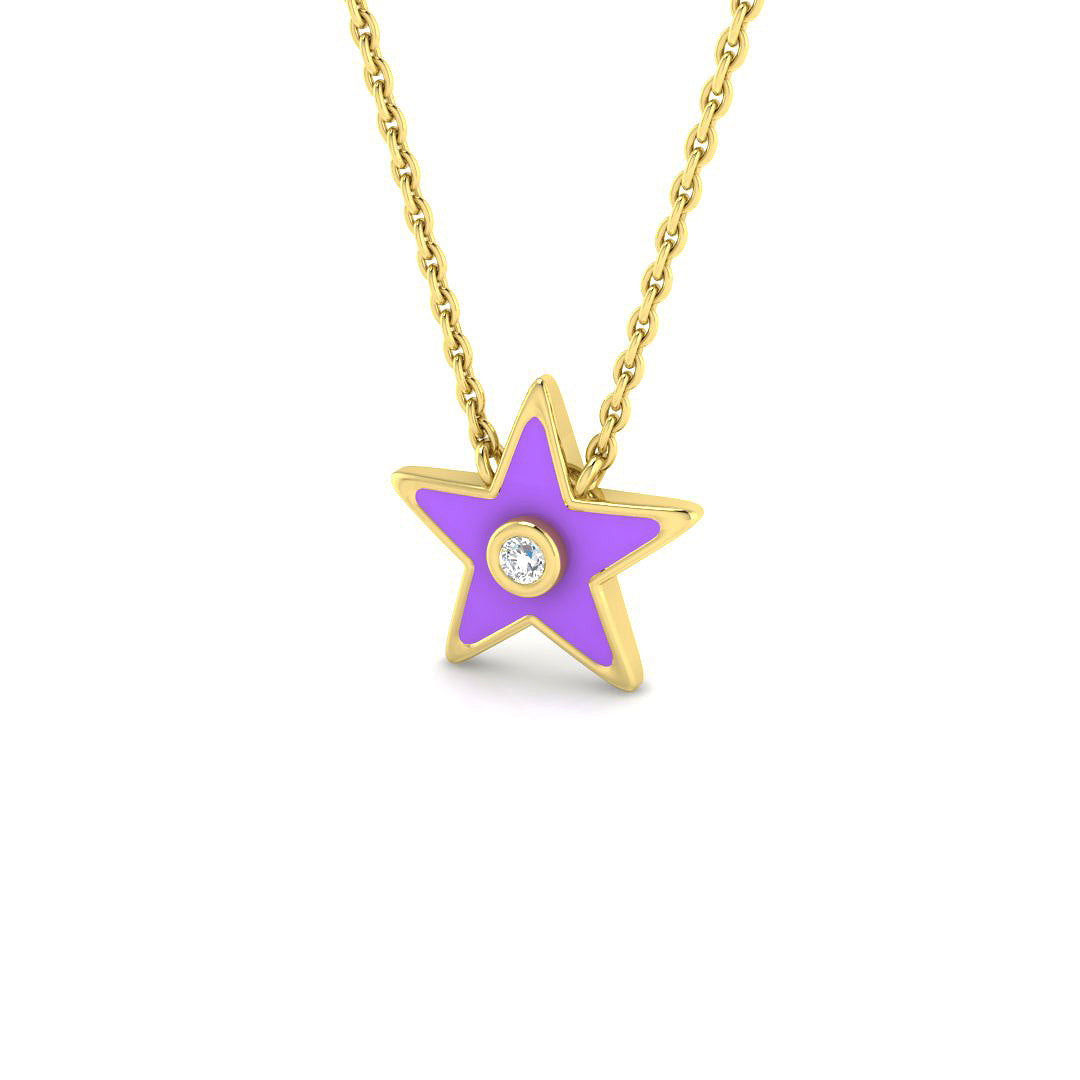 Diamond Star Pendant 0.1ct Gold & Platinum Necklace in 10K/14K gold and platinum with certified lab-grown or natural diamonds