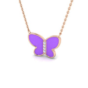 Diamond Butterfly Pendant 0.2ct Gold & Platinum Necklace in 10K/14K gold and platinum with certified lab-grown or natural diamonds