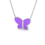 Diamond Butterfly Pendant 0.2ct Gold & Platinum Necklace in 10K/14K gold and platinum with certified lab-grown or natural diamonds