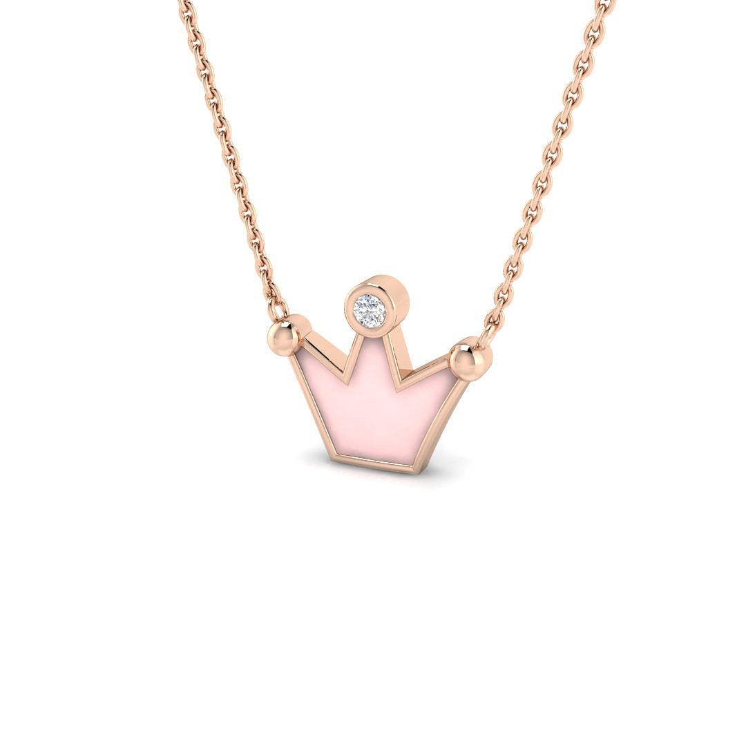 Diamond Crown Pendant 0.1ct Gold & Platinum Necklace (Without Chain) in 10K/14K gold and platinum with certified lab-grown or natural diamonds