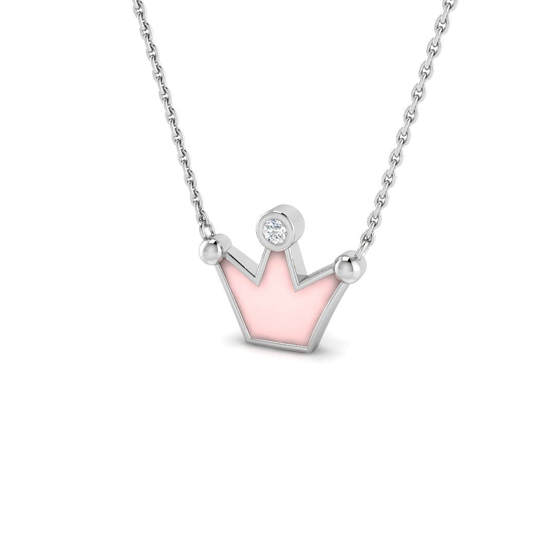 Diamond Crown Pendant 0.1ct Gold & Platinum Necklace (Without Chain) in 10K/14K gold and platinum with certified lab-grown or natural diamonds