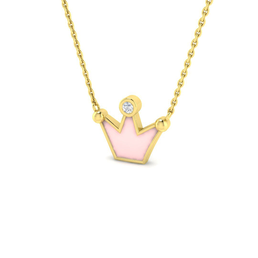 Diamond Crown Pendant 0.1ct Gold & Platinum Necklace (Without Chain) in 10K/14K gold and platinum with certified lab-grown or natural diamonds