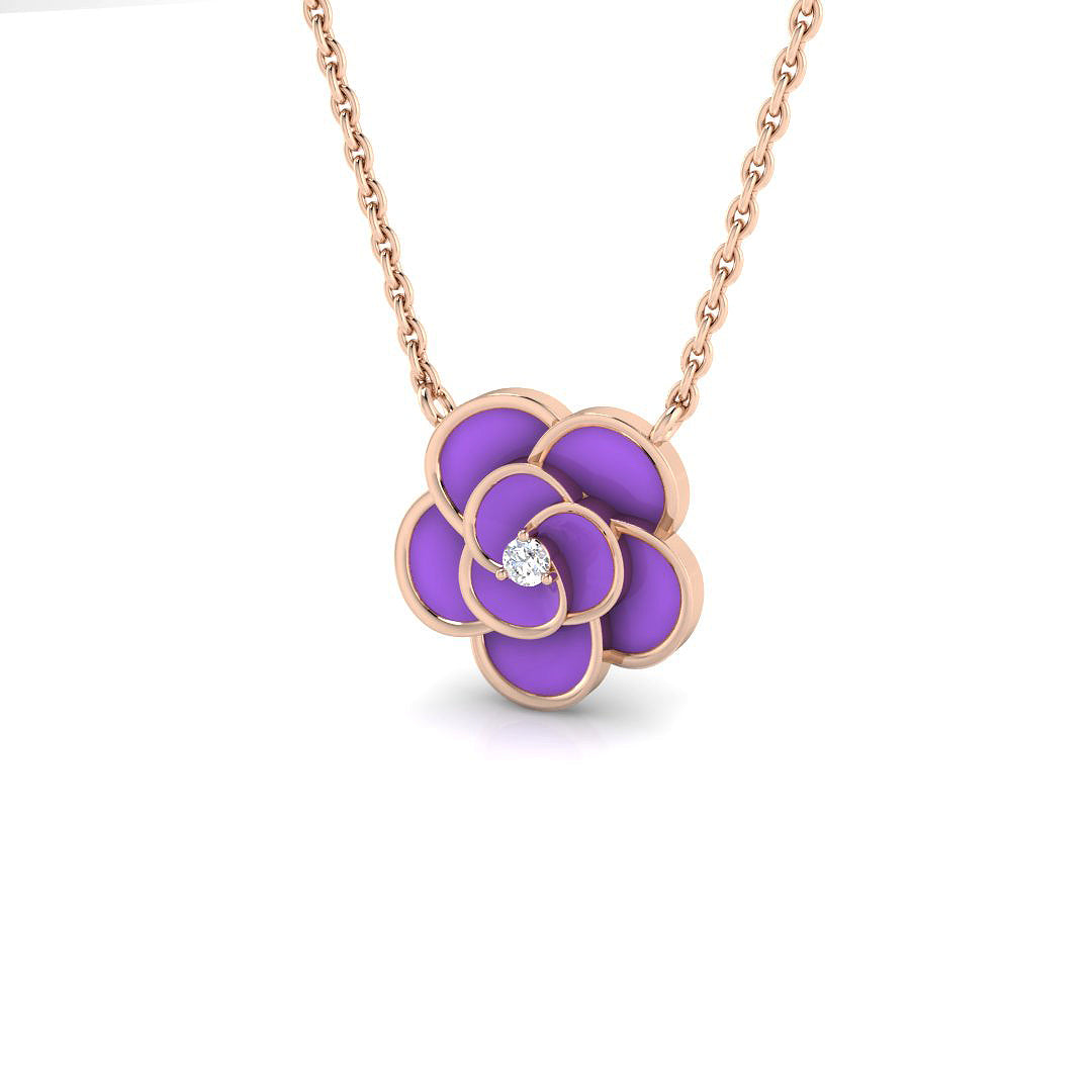 Diamond Flower Pendant 0.15ct Gold & Platinum Necklace (Without Chain) in 10K/14K gold and platinum with certified lab-grown or natural diamonds