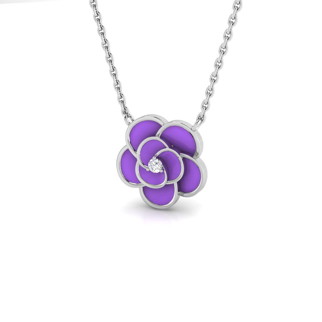 Diamond Flower Pendant 0.15ct Gold & Platinum Necklace (Without Chain) in 10K/14K gold and platinum with certified lab-grown or natural diamonds
