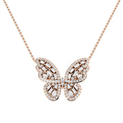 Diamond Butterfly Pendant 0.5ct Gold & Platinum Necklace (Without Chain) in 10K/14K gold and platinum with certified lab-grown or natural diamonds