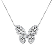 Diamond Butterfly Pendant 0.5ct Gold & Platinum Necklace (Without Chain) in 10K/14K gold and platinum with certified lab-grown or natural diamonds