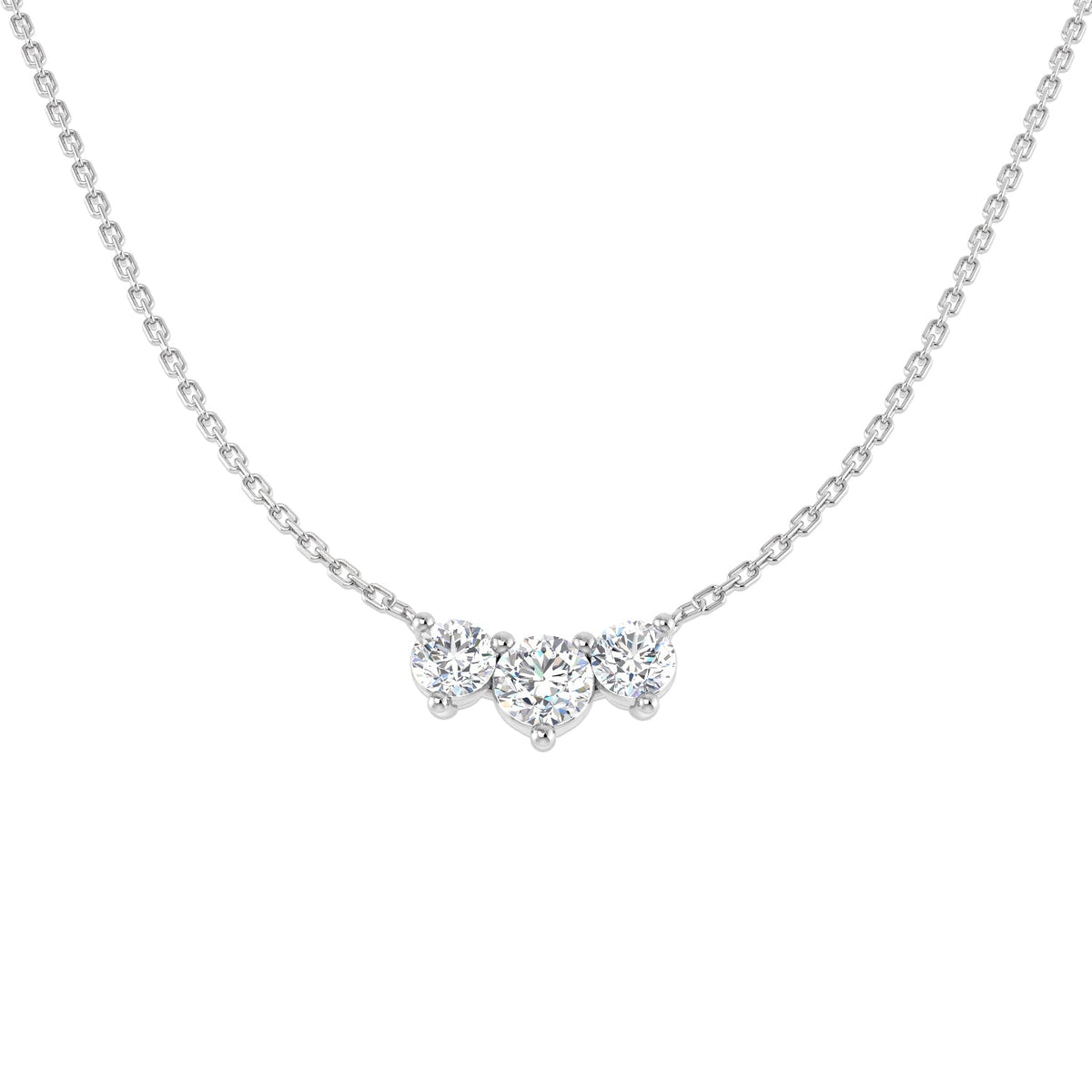 Lab Grown 3 Stone Diamond Necklace Minimal Bar Style in Gold & in 10K/14K gold and platinum with certified lab-grown or natural diamonds