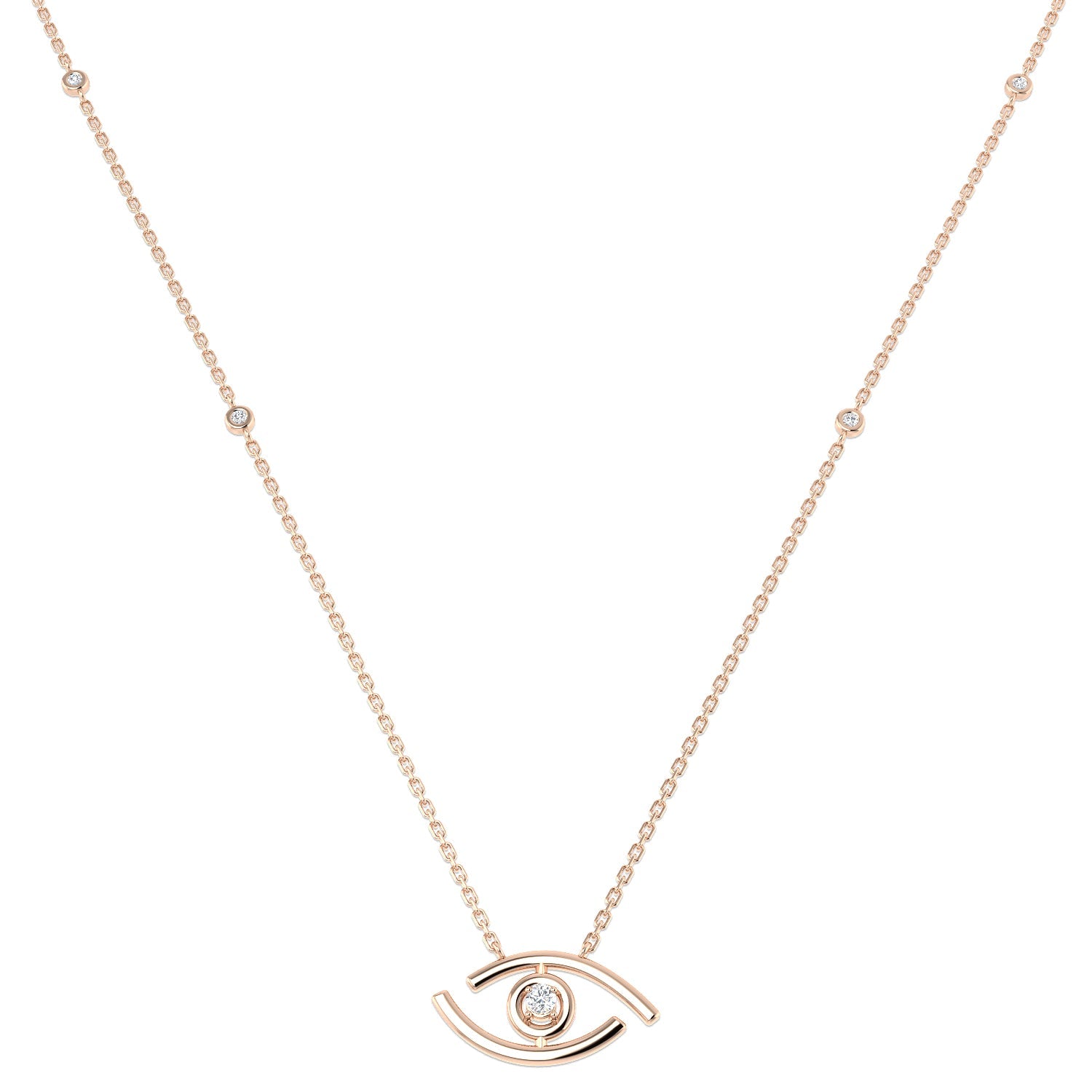 Diamond Evil Eye Pendant Necklace 0.1ct Gold in 10K/14K gold and platinum with certified lab-grown or natural diamonds