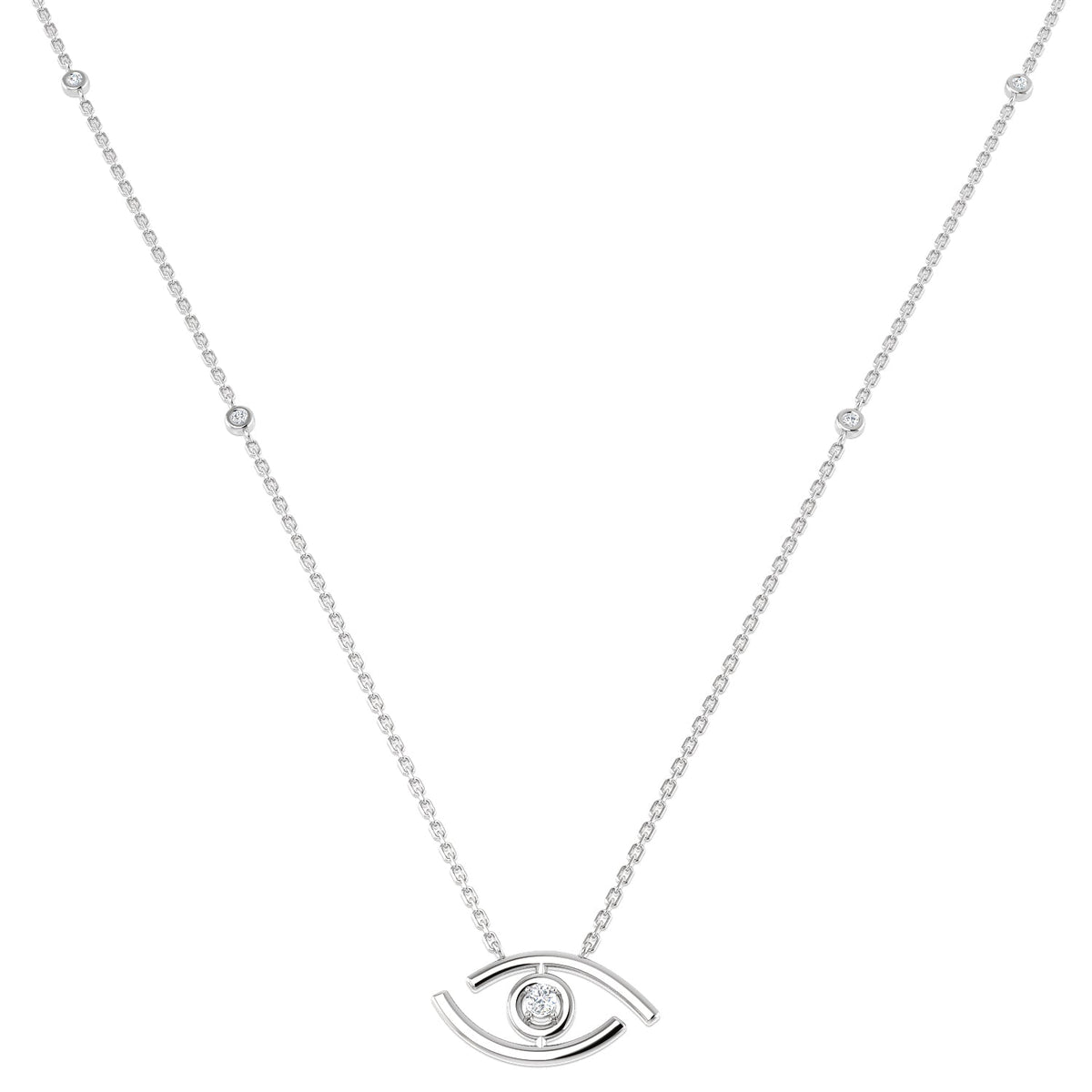 Diamond Evil Eye Pendant Necklace 0.1ct Gold in 10K/14K gold and platinum with certified lab-grown or natural diamonds