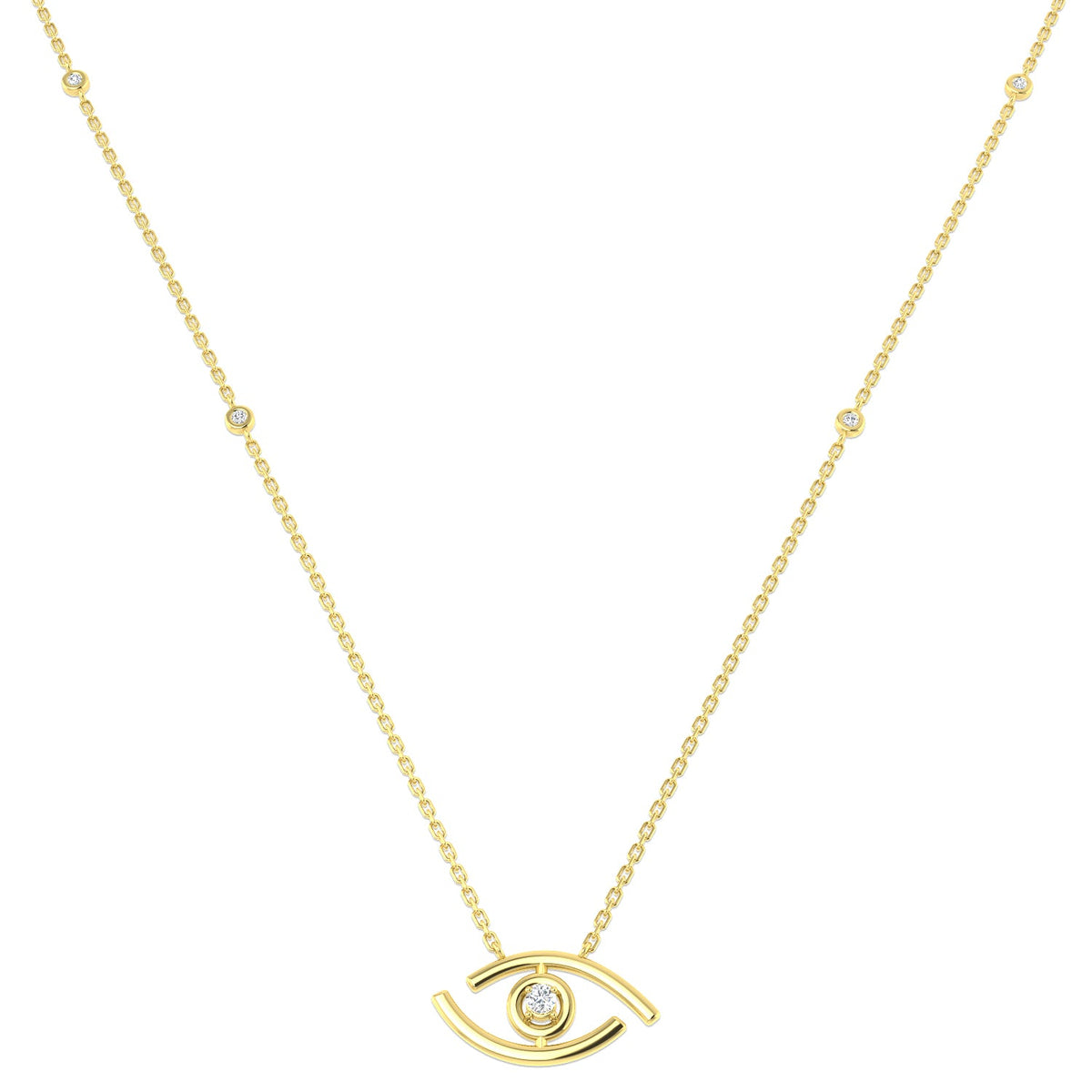 Diamond Evil Eye Pendant Necklace 0.1ct Gold in 10K/14K gold and platinum with certified lab-grown or natural diamonds