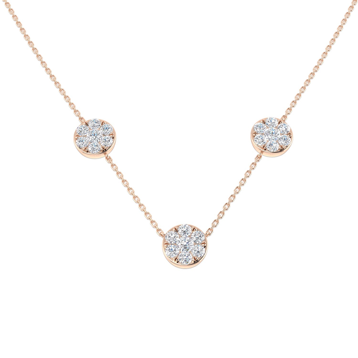 Diamond Cluster Necklace 1.75ct Gold in 10K/14K gold and platinum with certified lab-grown or natural diamonds