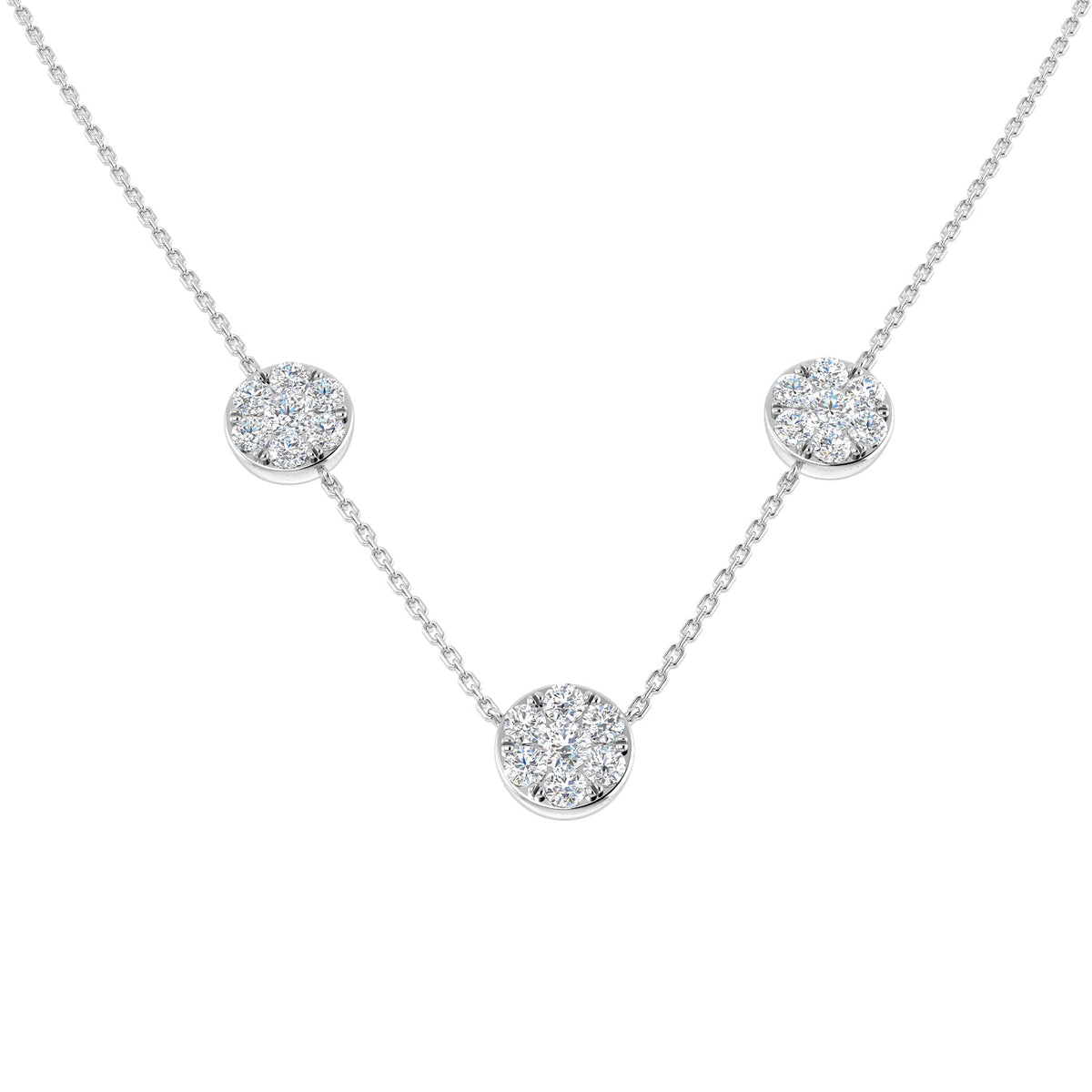 Diamond Cluster Necklace 1.75ct Gold in 10K/14K gold and platinum with certified lab-grown or natural diamonds