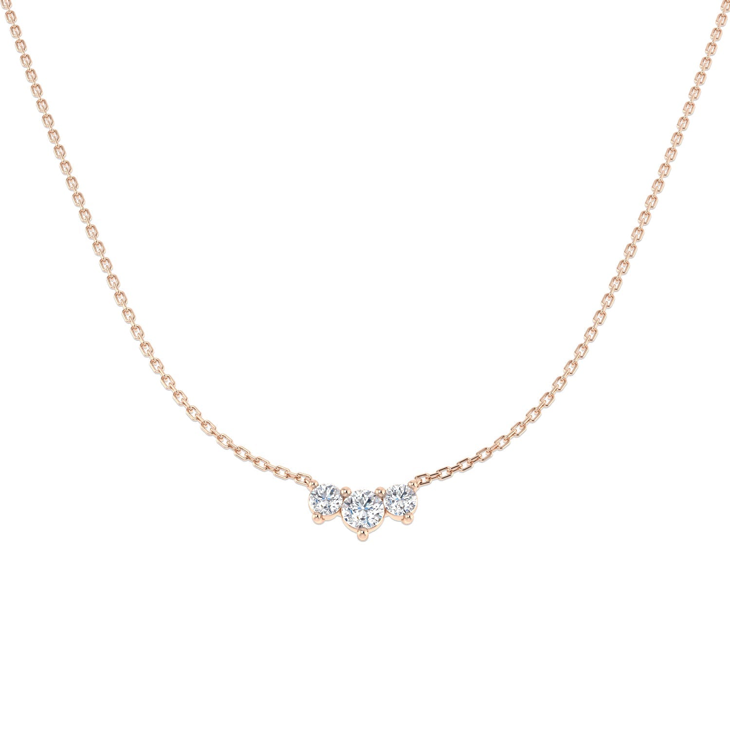 Lab Grown 3 Stone Diamond Necklace Minimal Bar Style in Gold & in 10K/14K gold and platinum with certified lab-grown or natural diamonds
