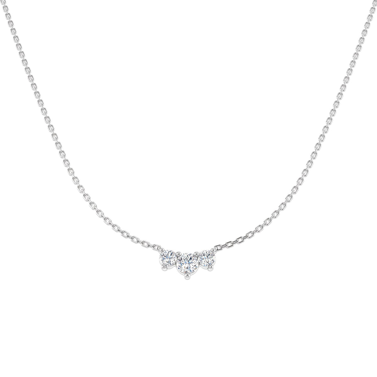 Lab Grown 3 Stone Diamond Necklace Minimal Bar Style in Gold & in 10K/14K gold and platinum with certified lab-grown or natural diamonds