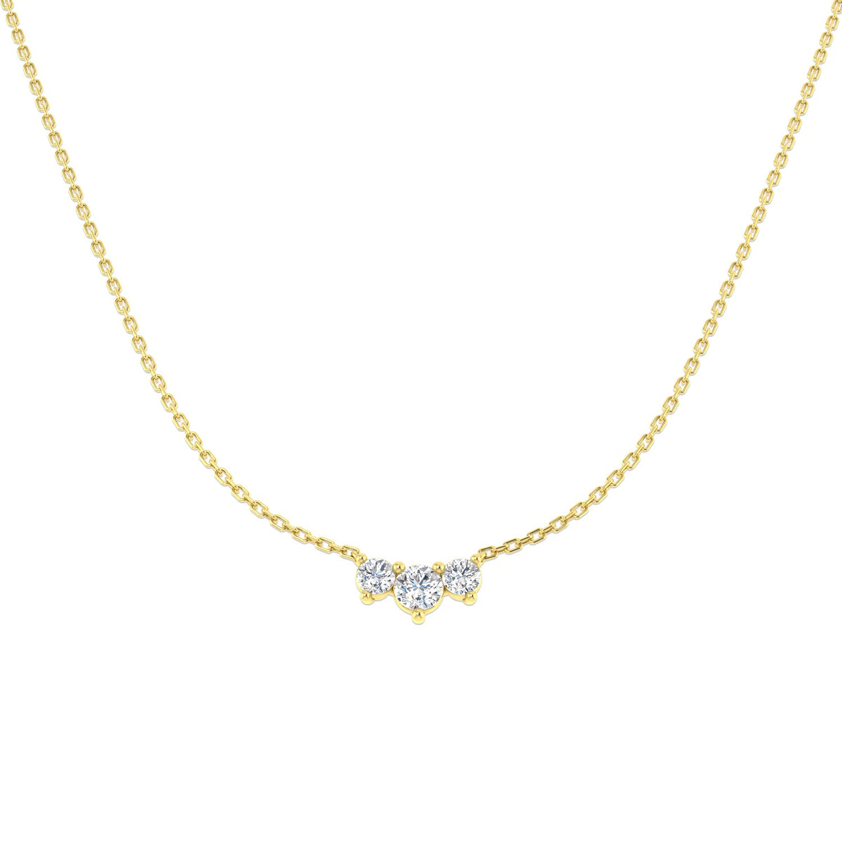 Lab Grown 3 Stone Diamond Necklace Minimal Bar Style in Gold & in 10K/14K gold and platinum with certified lab-grown or natural diamonds