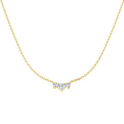 Lab Grown 3 Stone Diamond Necklace Minimal Bar Style in Gold & in 10K/14K gold and platinum with certified lab-grown or natural diamonds